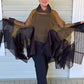 DTH 100% Silk Organza Waterfall Top - Tobacco and Dark Forest Green