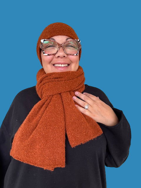 Baby Alpaca Boucle Scarf (Rust)