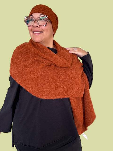 Baby Alpaca Boucle Scarf (Rust)