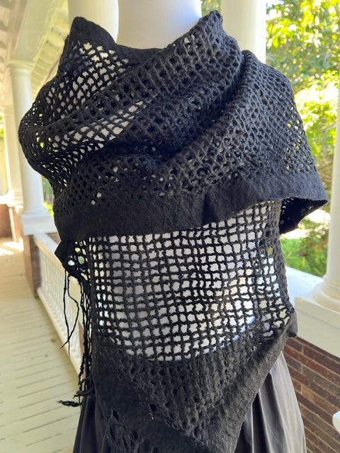 Black Felted Net Scarf