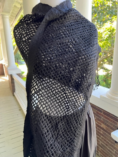 Black Felted Net Scarf