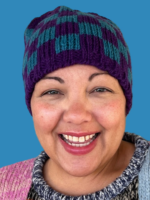 100% Checkered Beanie (Black/White, Green/Pink, Teal/Rust, Teal/Purple)