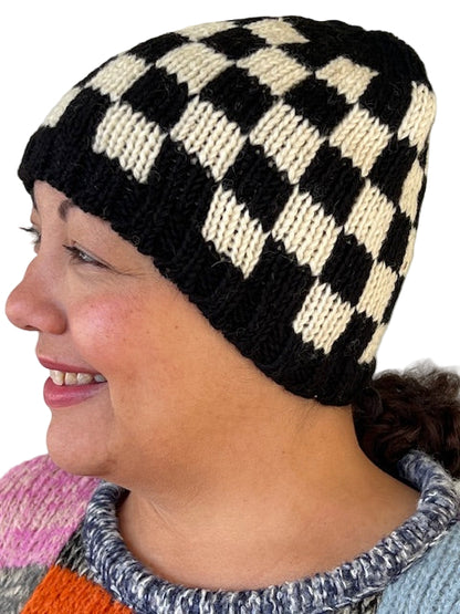 100% Checkered Beanie (Black/White, Green/Pink, Teal/Rust, Teal/Purple)