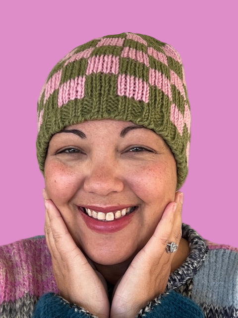100% Checkered Beanie (Black/White, Green/Pink, Teal/Rust, Teal/Purple)