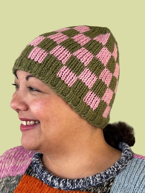 100% Checkered Beanie (Black/White, Green/Pink, Teal/Rust, Teal/Purple)