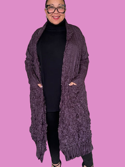 Ray Harris High Collar Combination Coat (Eggplant or Gray)
