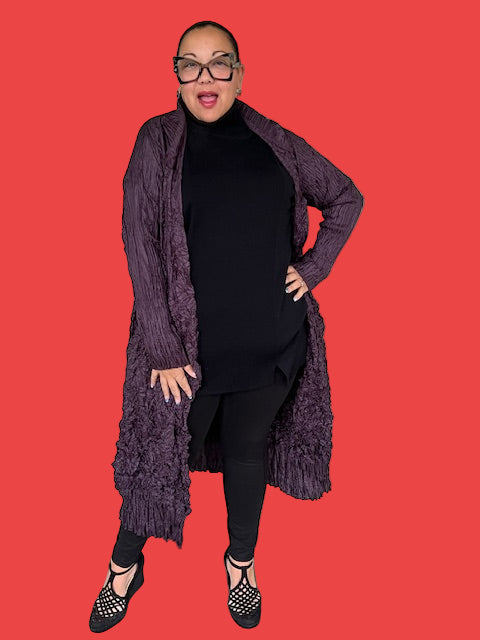 Ray Harris High Collar Combination Coat (Eggplant or Gray)