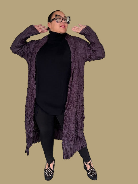 Ray Harris High Collar Combination Coat (Eggplant or Gray)