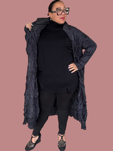 Ray Harris High Collar Combination Coat (Eggplant or Gray)