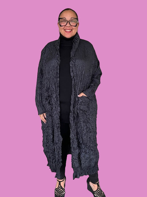 Ray Harris High Collar Combination Coat (Eggplant or Gray)