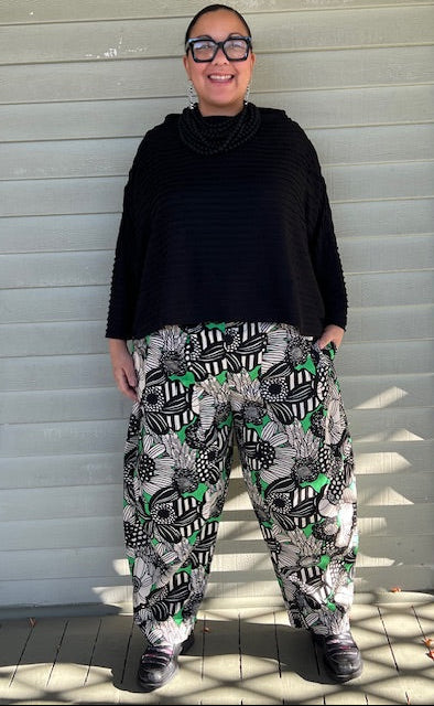 DTH Japanese Linen Floral Seamed Pants