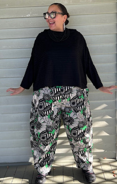 DTH Japanese Linen Floral Seamed Pants