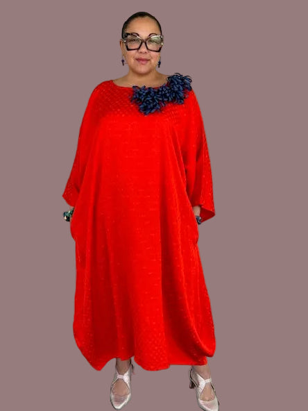 DTH Caftan with Blue Ribbon Chrysanthemum
