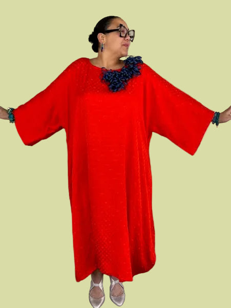 DTH Caftan with Blue Ribbon Chrysanthemum
