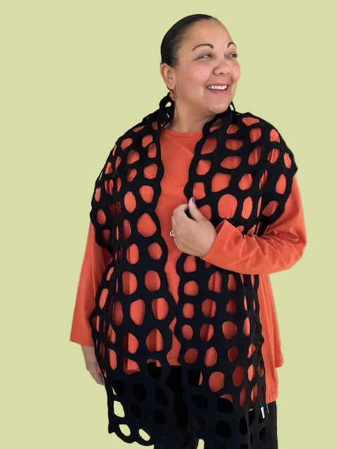 Blacked Felted Cutout Scarf