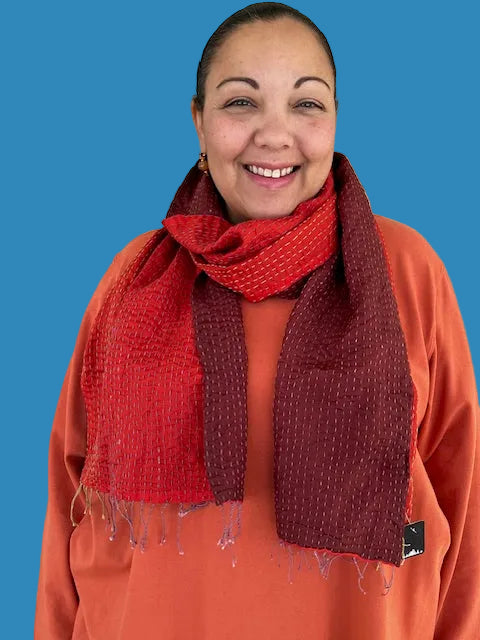 Reversible Kantha Silk Scarf