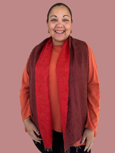 Reversible Kantha Silk Scarf