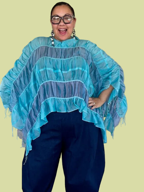 DTH Silk Cotton Poncho (Ocean)