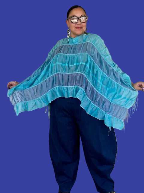 DTH Silk Cotton Poncho (Ocean)