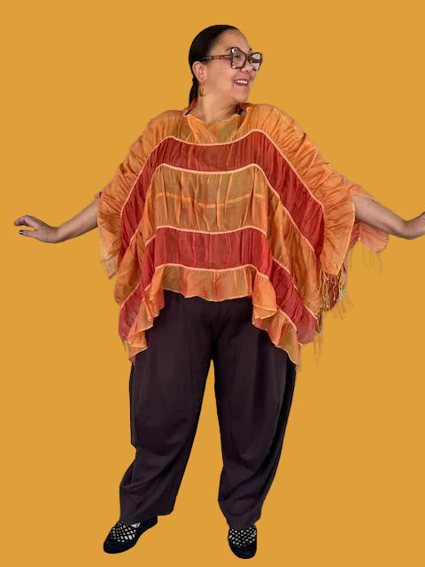 DTH Silk Cotton Poncho (Sherbet)