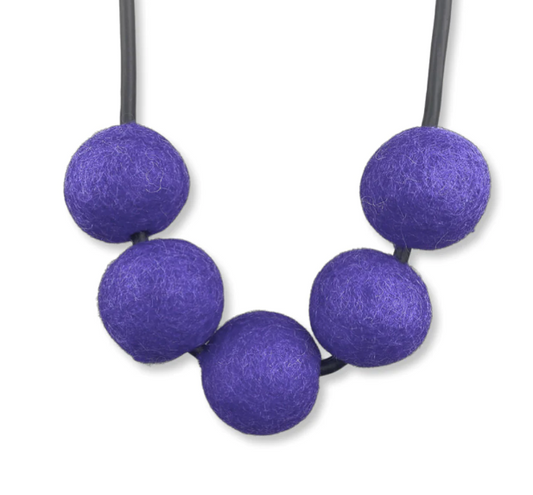Short Felt Necklace (Yellow, Blue, or Purple)