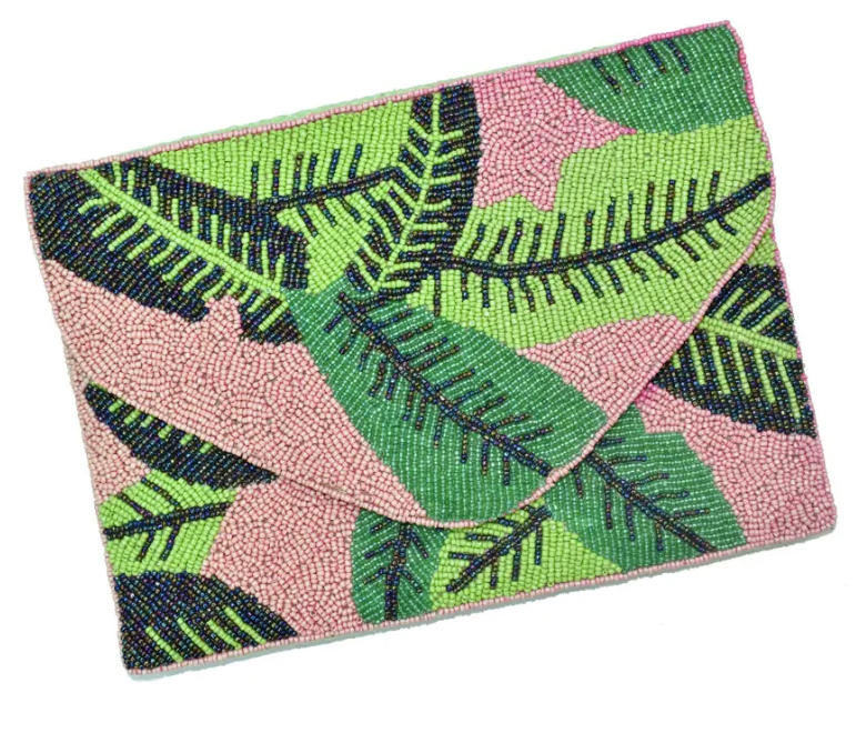 Coco Beaded Clutch (Beige/White/Black or Pink/Green)