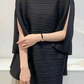 Vanite Couture Black Pleated Top(Side Slit Sleeve )