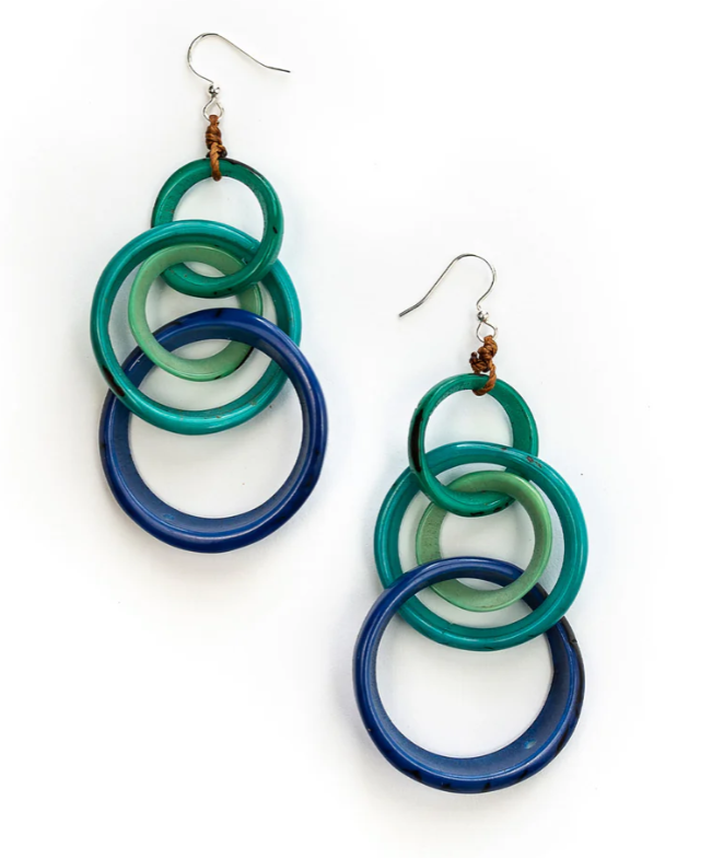 Tagua Yazmine Earrings (Blues, Reds, Blacks/Gray)
