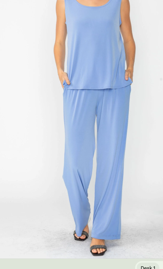 IC Collection Blue Knit Pants and Tank (Sold as a Set)