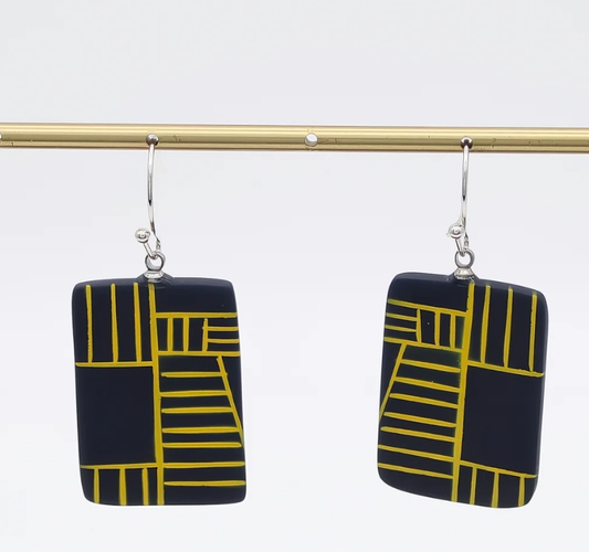 Geovibe Drop Earring (Navy, Mustard, or Burgundy)