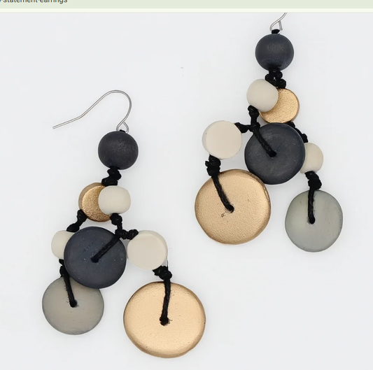 Grey Juliette Drop Statement Earrings