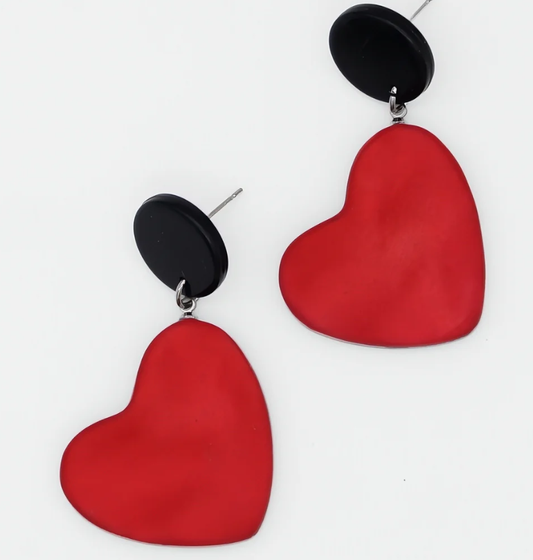 Red Frosted Heartstrings Resin Earring