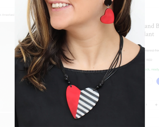 Red  & Black Anastasia Heart Pendant