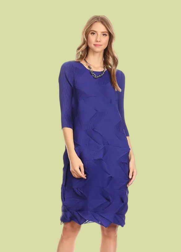 Vanite Couture Pleated Dress (Burnt Orange, Royal Blue, Mustard, Magenta, Pink, or Teal)