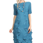 Vanite Couture Pleated Dress (Burnt Orange, Royal Blue, Mustard, Magenta, Pink, or Teal)