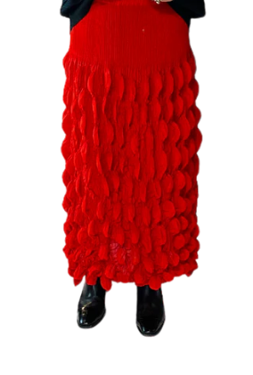 Vanite Couture Pleated Bubbles Skirt (Red)