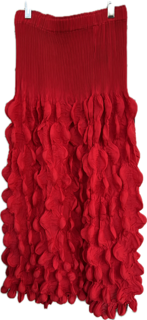 Vanite Couture Pleated Bubbles Skirt (Red)