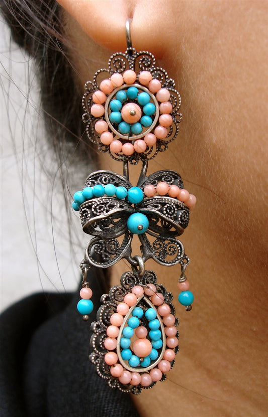 Coral & Turquoise Earrings (from Mexico)