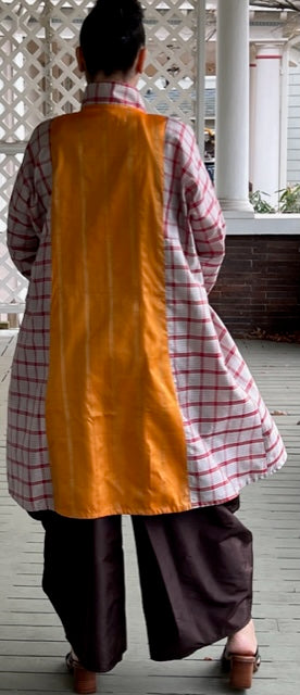 DTH 100% Silk Sari Fabric Coat
