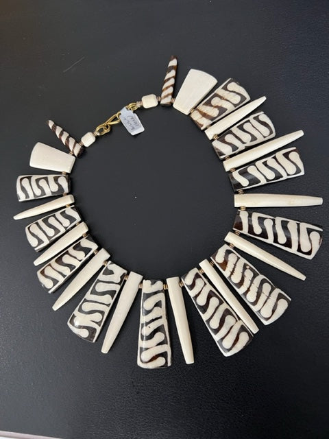 Flat Bone and Horn Necklace