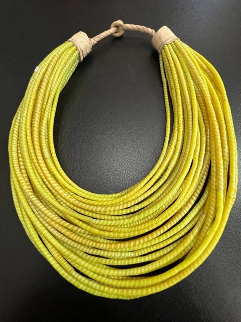 Recycled Flip Flops - Multistrand  Necklace (Yellow, Coral, Gray)