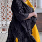 Vanite Couture Black Pleated Duster with Button Closure