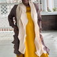 Vanite Couture Two-Tone Pleated Jacket (Taupe & Cream or Mustard & Cream)
