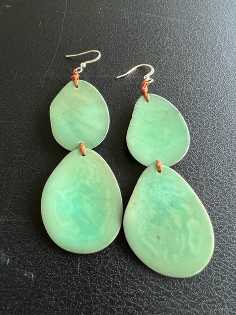 Double Tagua Nut Earrings (3 Color Options)
