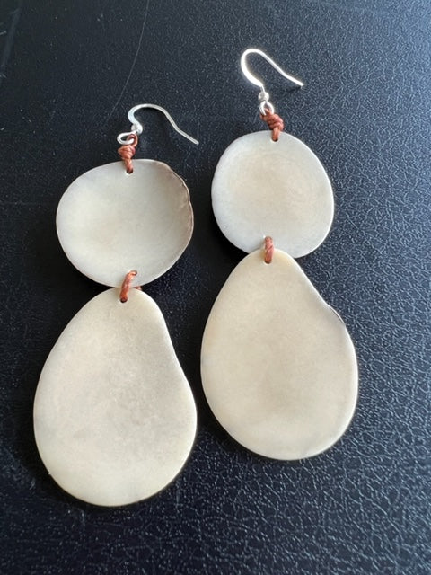 Double Tagua Nut Earrings (3 Color Options)