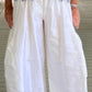 Planet 100% silk White shantung big pocket pants with elastic waist