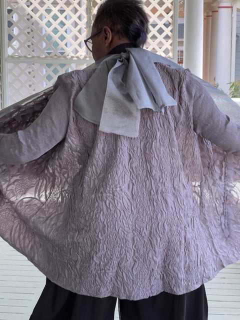 DTH 100% Silk Organza and Puckered Lace Petal Fabric - Gray