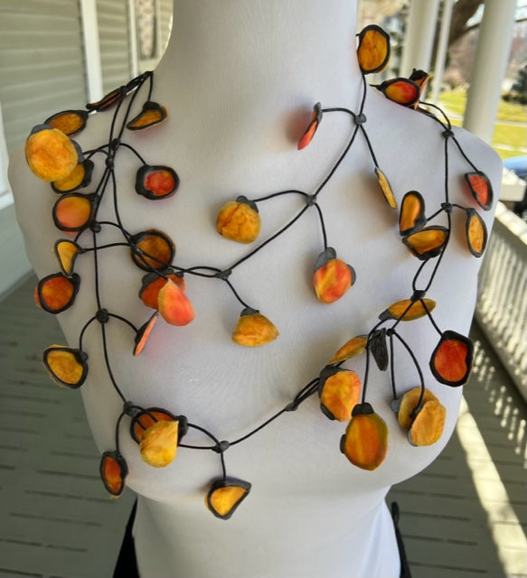 Up-Cycled Rubber and Elastic with Batik Fabric - Orange