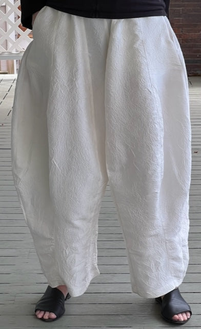 DTH White 100% Silk Crush Funky Pants
