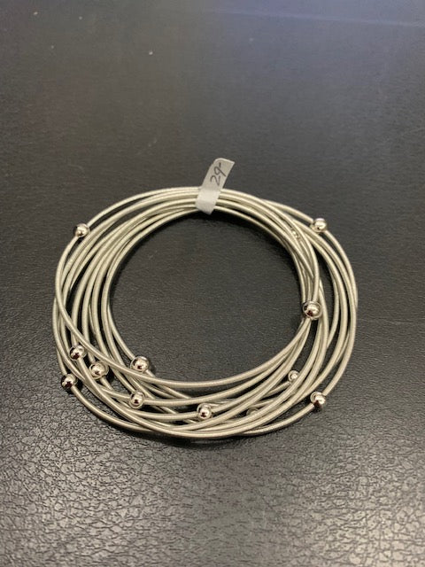 Silver Piano Wire Stretch Bracelet